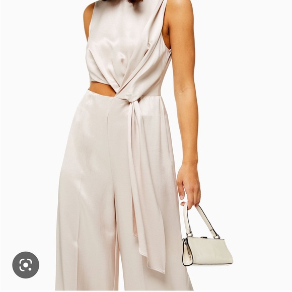 SOLD - Topshop Satin sleeveless jumpsuit with cutout - Picture 2 of 3